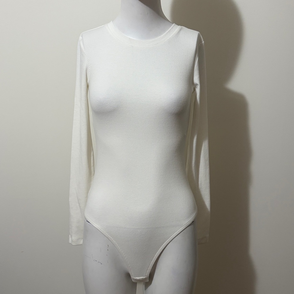 Zara Ribbed White Bodysuit Size S New With Tag - Picture 2 of 8